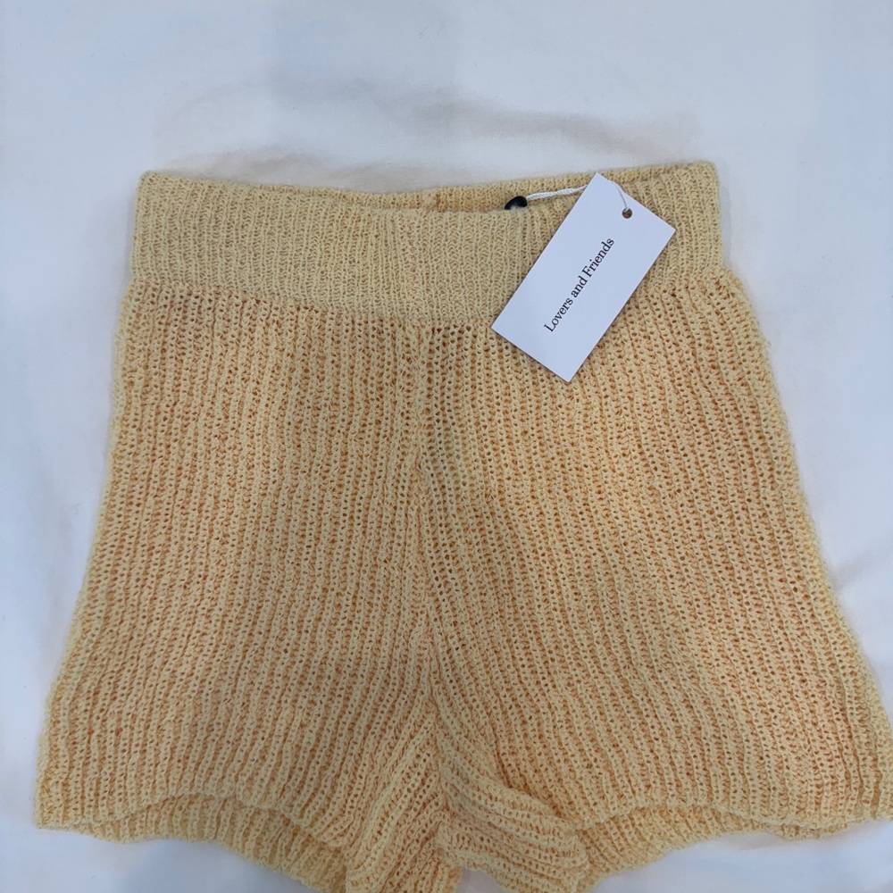 Lovers + Friends Tan Knit High Waist Shorts